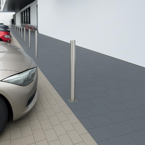 Edelstahl-Poller für Absperrung im Einzelhandel – langlebig und wetterfest